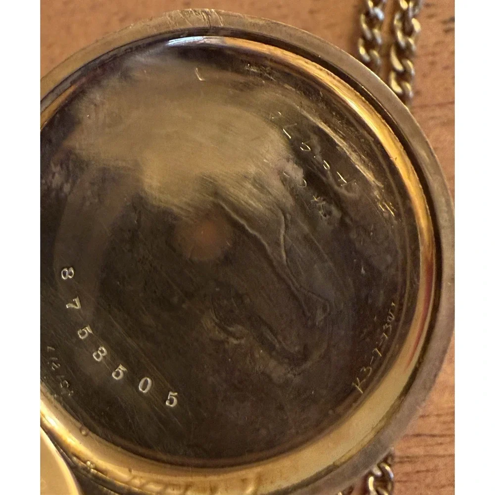 Antique 1916 Elgin Pocket Watch Gold Filled W/ Necklace Inscribed Needs Battery